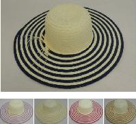 Ladies Woven Summer Hat [5" Striped Brim]